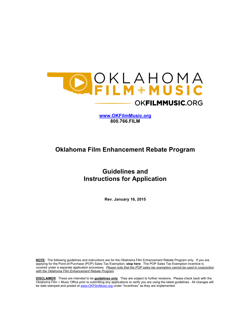 Oklahoma Film Enhancement Rebate Program