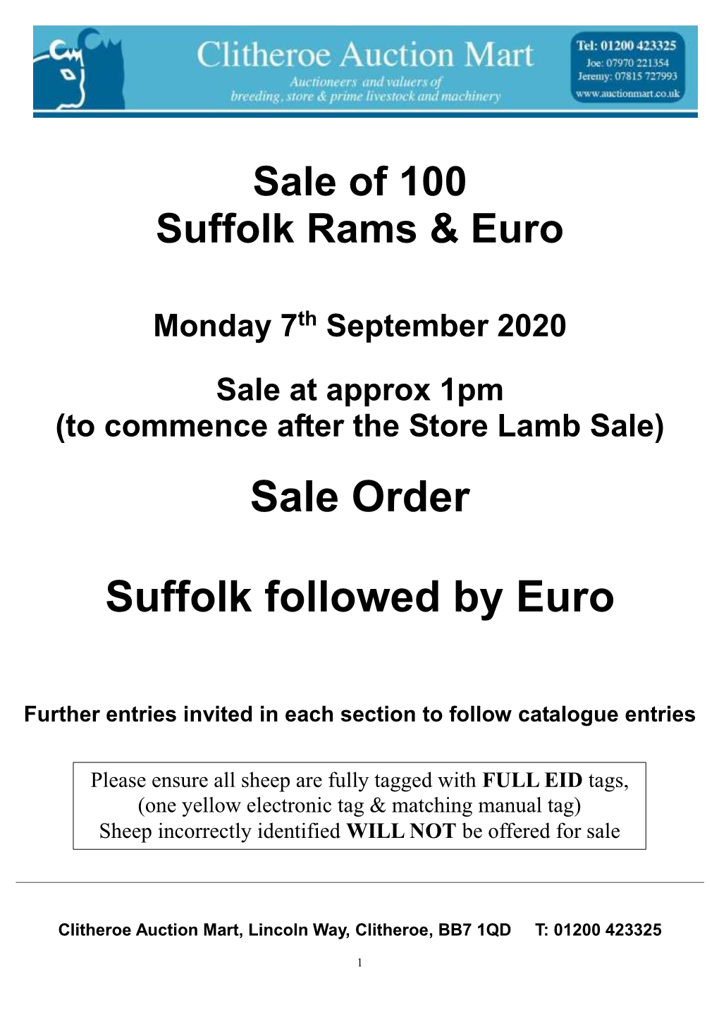 Sale Order Suffolk Followed by Euro