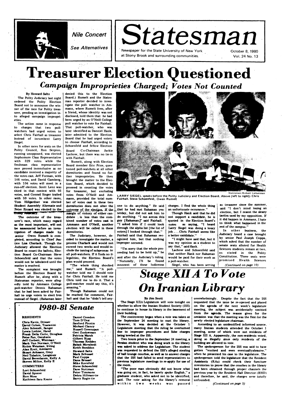 Sta Tesman See Alternatives Newspaper for the State University of New York October 8, 1980 at Stony Brook and Surrounding Communities