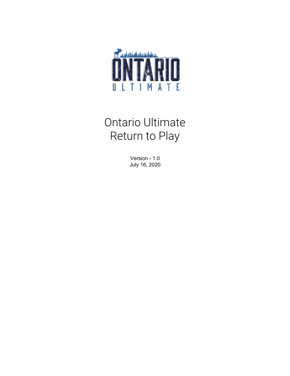 Ontario Ultimate Return to Play