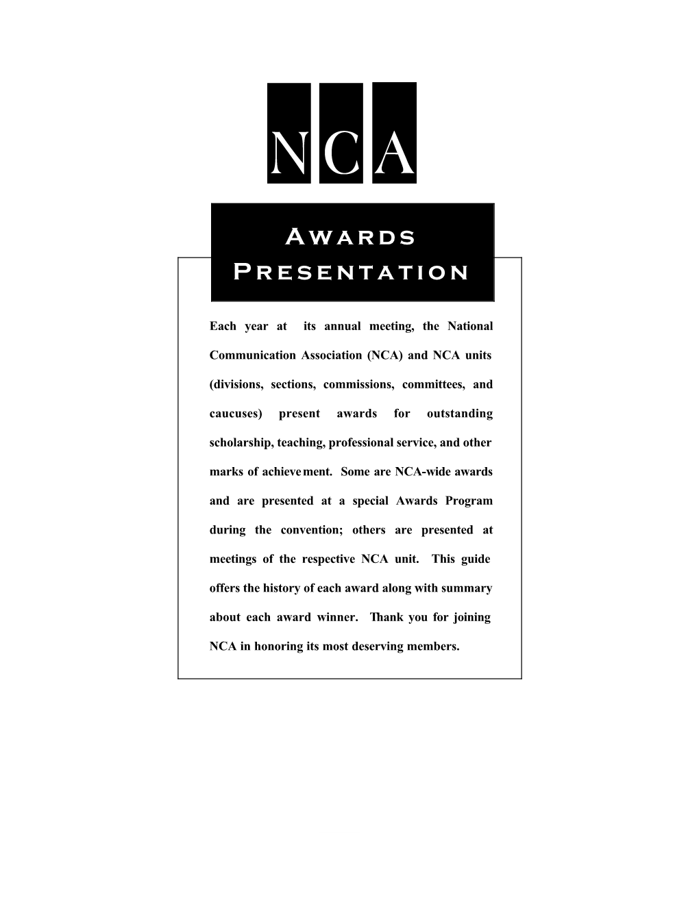 Awards Program 2001