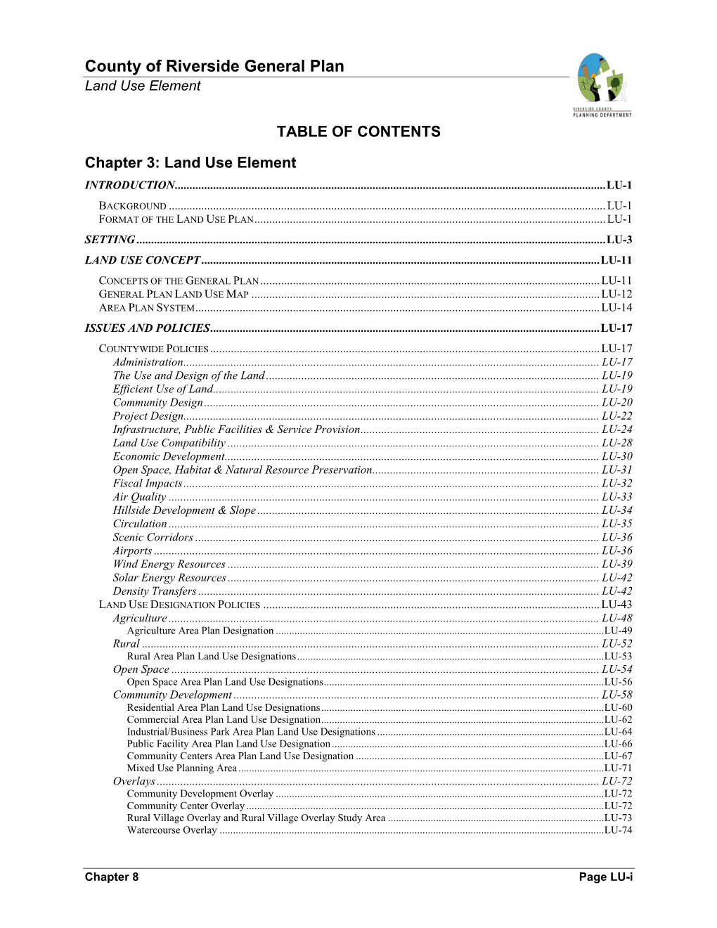 County of Riverside General Plan Land Use Element