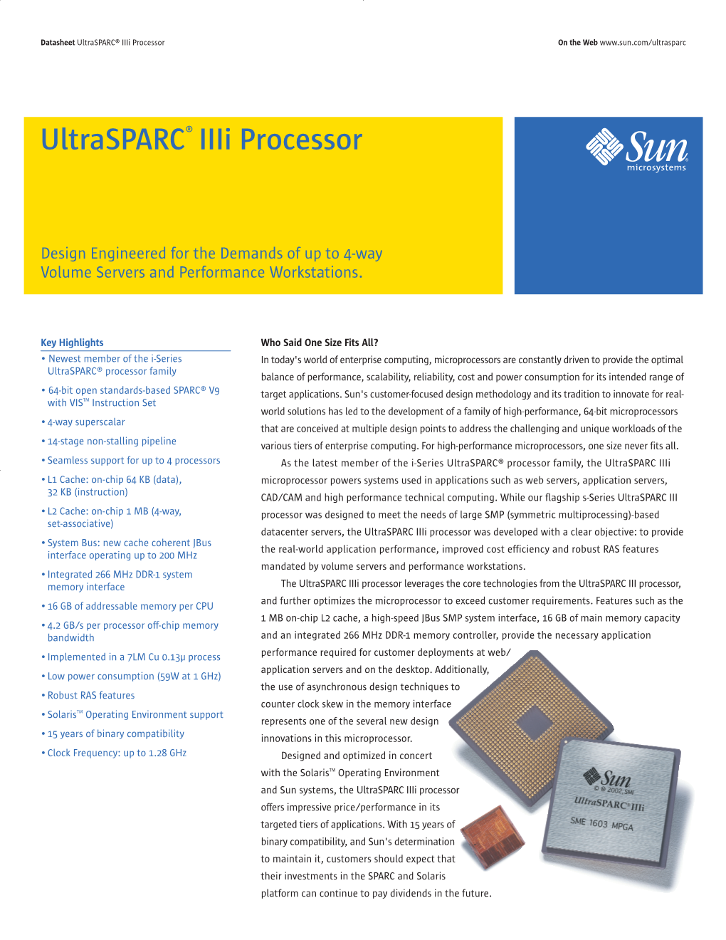 Ultrasparc® Iiii Processor on the Web