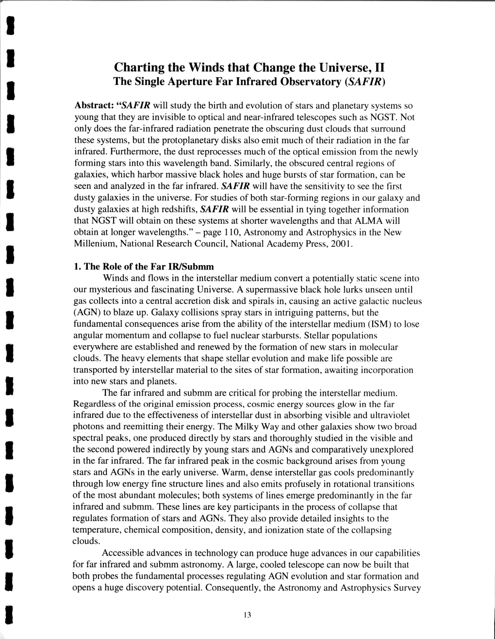 Charting the Winds That Change the Universe, I1 the Single Aperture Far Infrared Observatory (SAFZR)