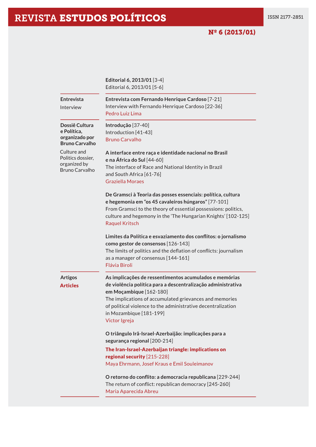 Revista Estudos Políticos Issn 2177-2851 Nº 6 (2013/01)