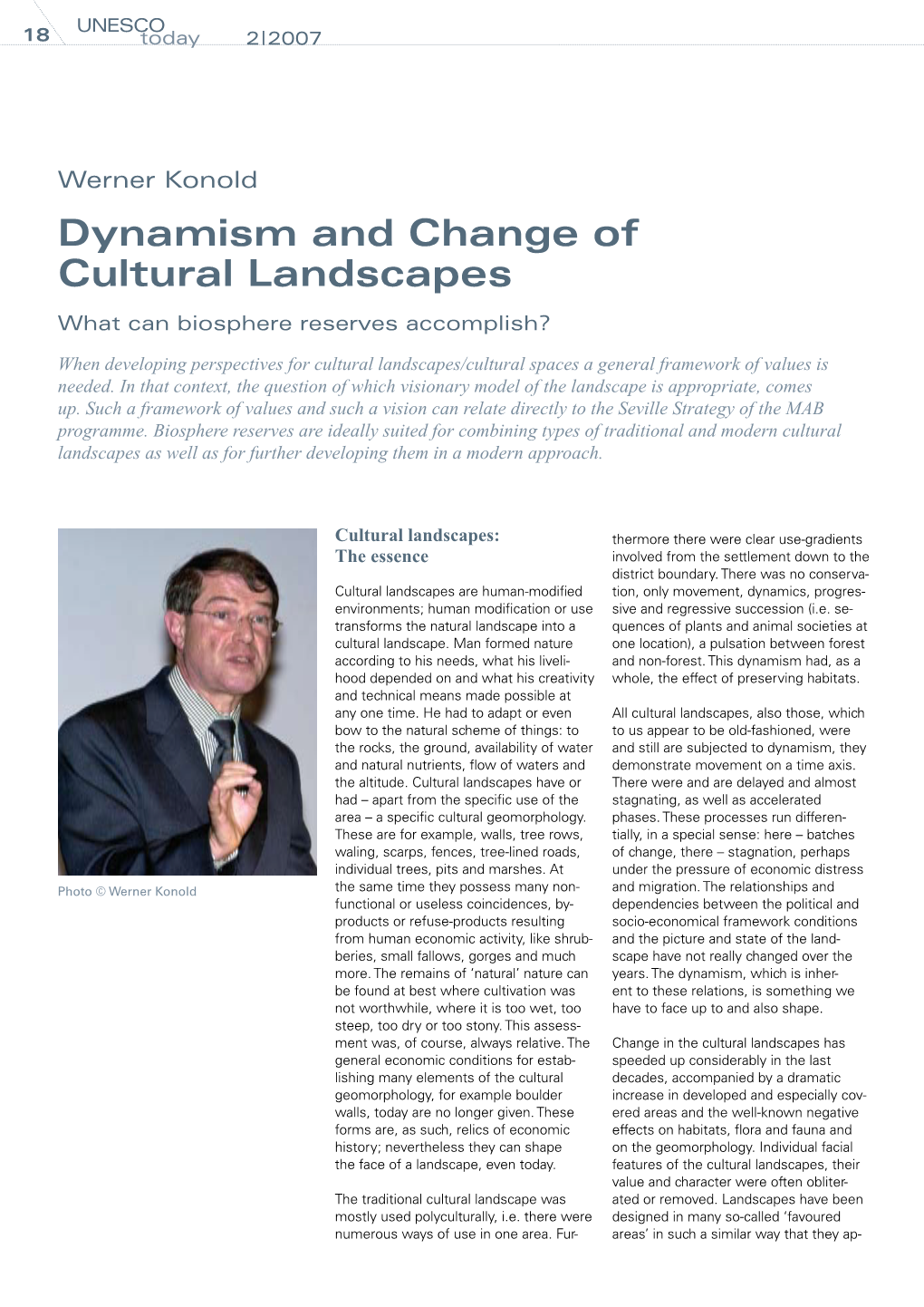 Dynamism and Change of Cultural Landscapes