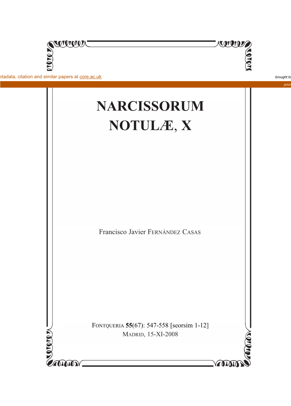 Narcissorum Notulæ, X