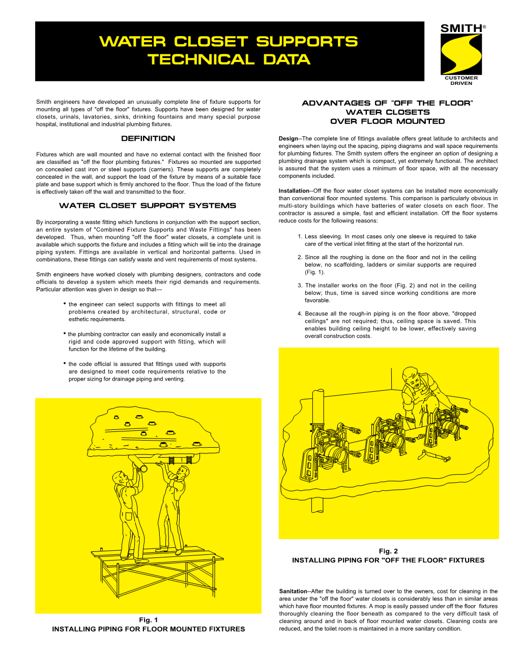 Water Closet Supports Technical Data