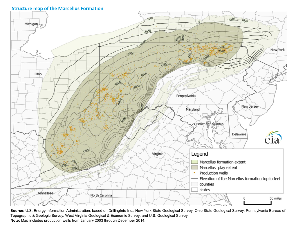 Structure Map of the Marcellus Formation