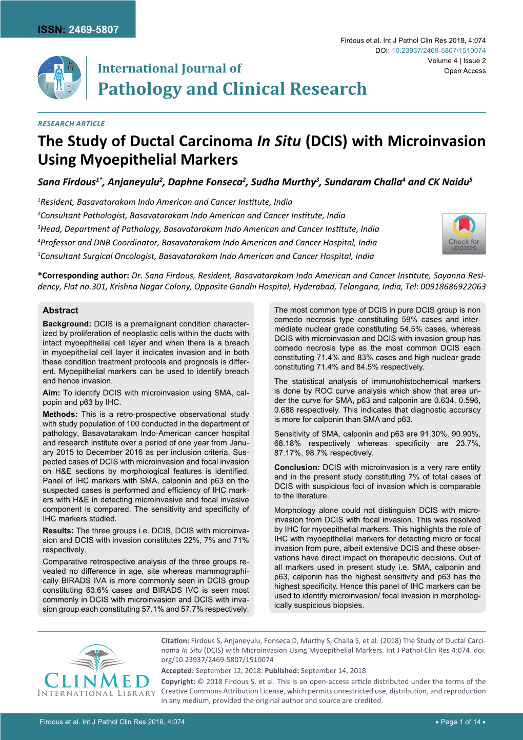 The Study of Ductal Carci-Noma