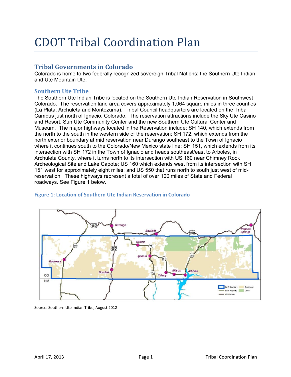 CDOT Tribal Coordination Plan