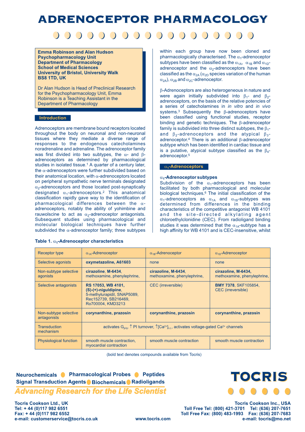 Adrenoceptor Pharmacology