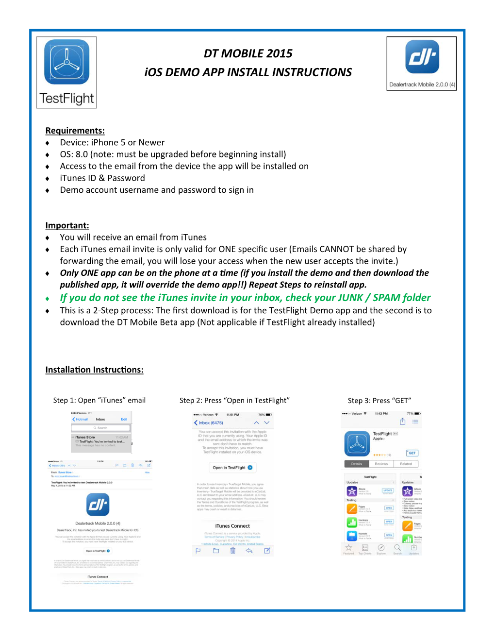 Ios Demo App Install Instructions for Testflight