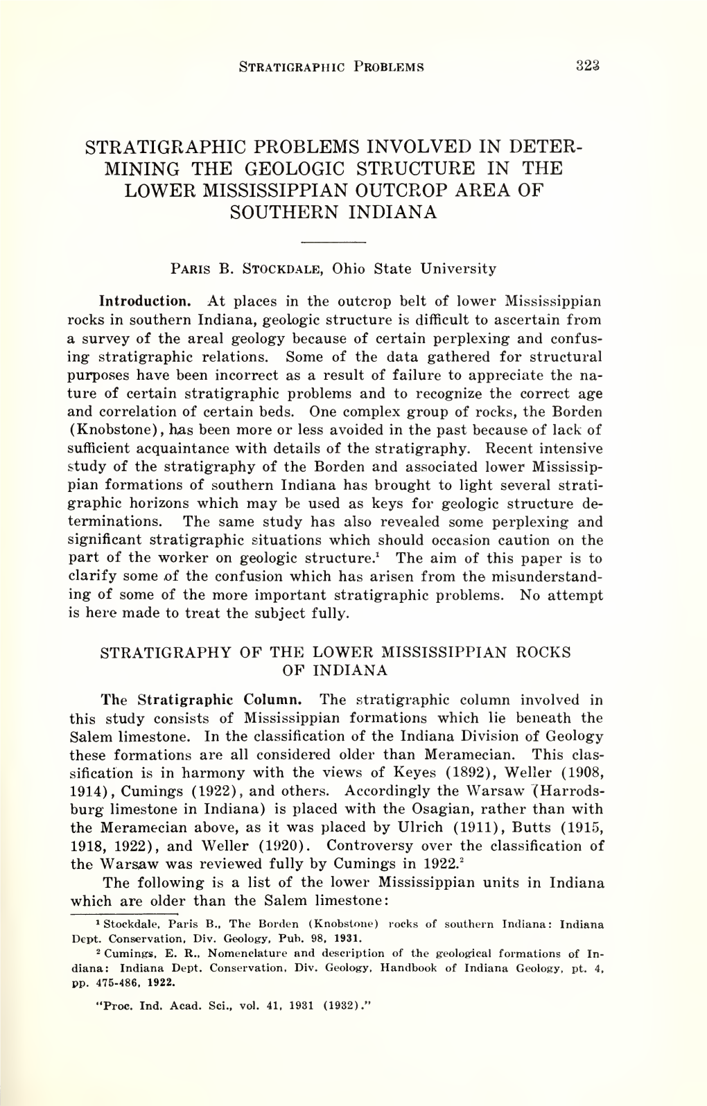 Proceedings of the Indiana Academy of Science