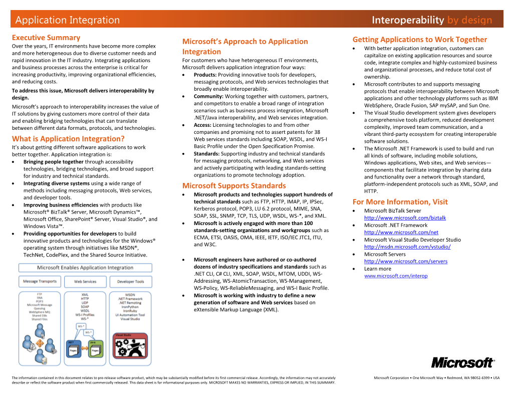 Application Integration Fact Sheet