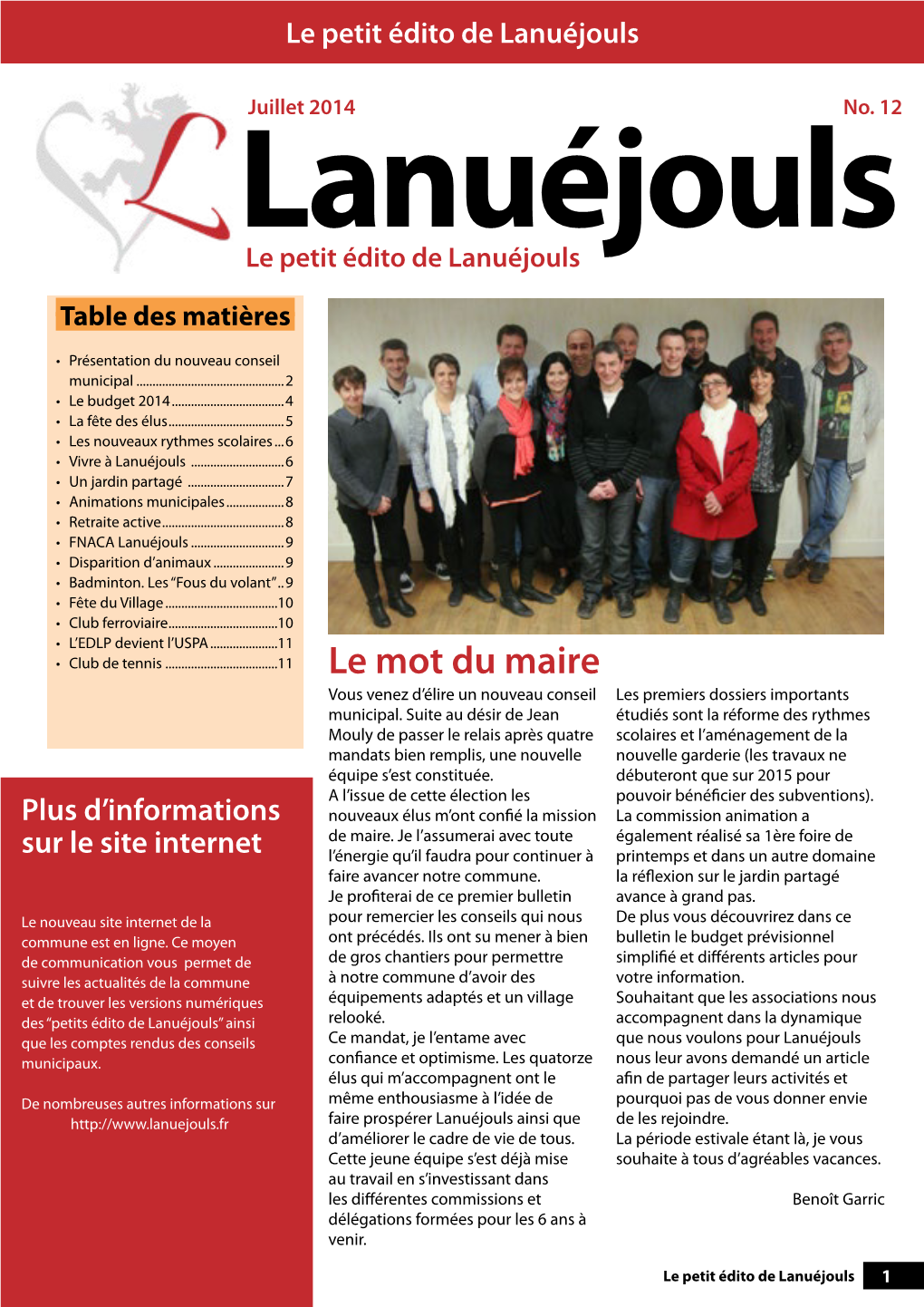 Bulletin Municipal N°12 Juillet 2014