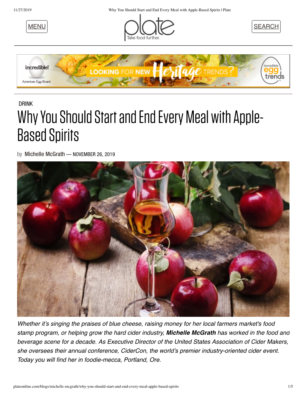 Why You Should Start and End Every Meal with Apple- Based Spirits