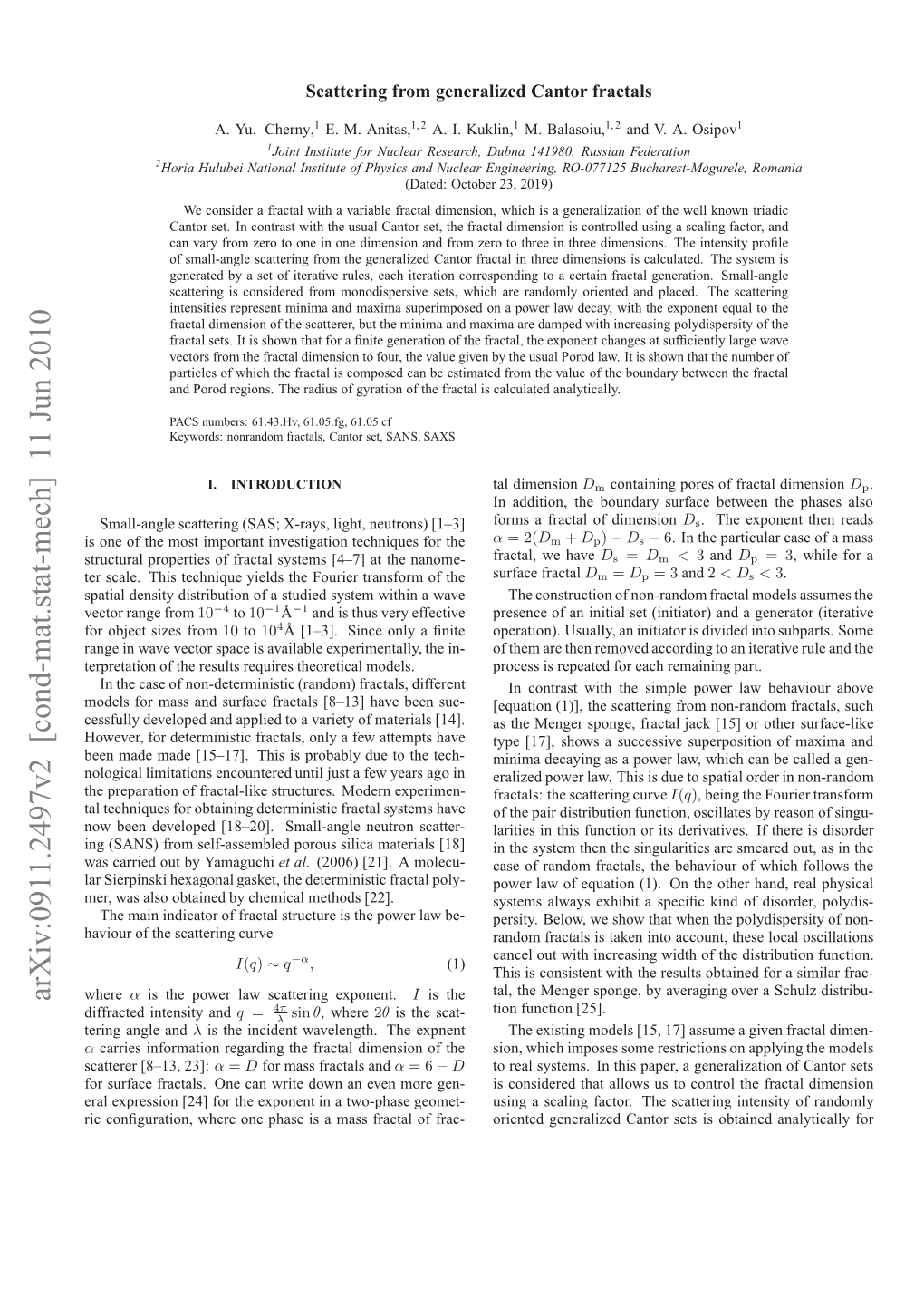 The Scattering from Generalized Cantor Fractals