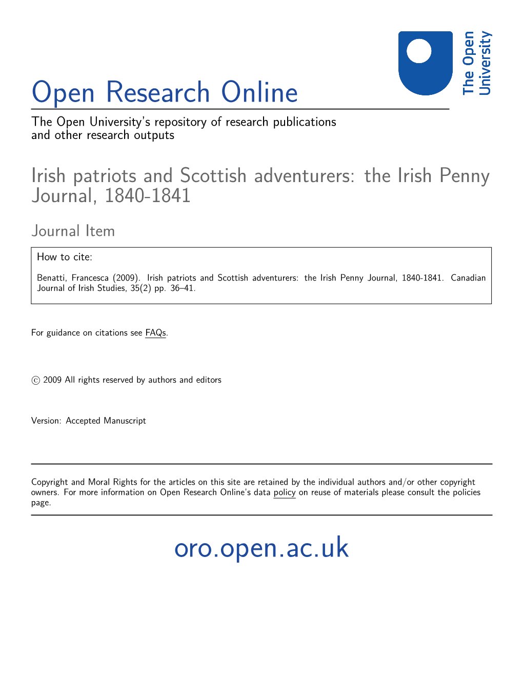 The Irish Penny Journal, 1840-1841 Journal Item