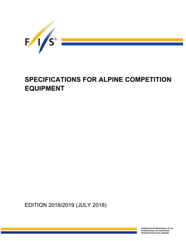 FIS Specifications for Alpine Competition Equipment