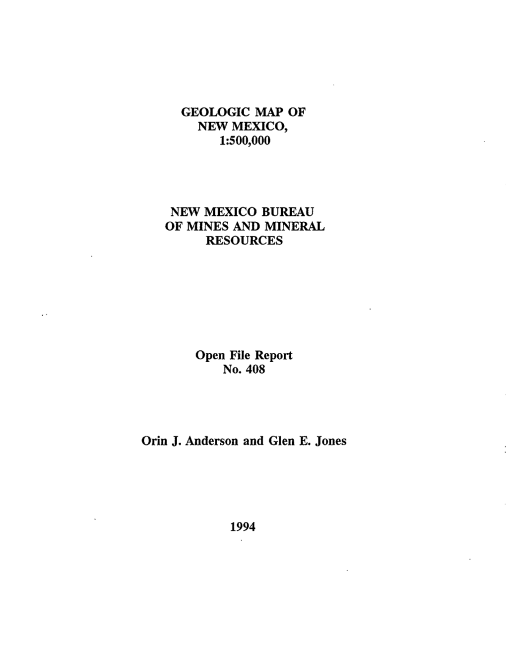 Geologic Map of New Mexico, 1:500,000