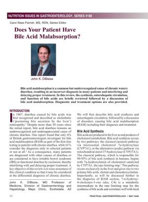 Does Your Patient Have Bile Acid Malabsorption?