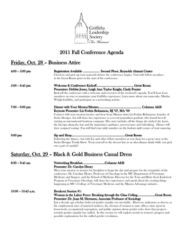 2011 Fall Conference Agenda Friday, Oct. 28