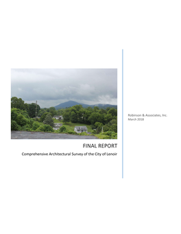 Comprehensive Architectural Survey of the City of Lenoir Final Report