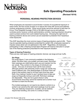 Personal Hearing Protection Devices ______