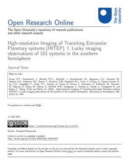 High-Resolution Imaging of Transiting Extrasolar Planetary Systems (HITEP)