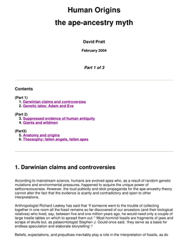 Human Origins the Ape-Ancestry Myth