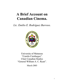 A Brief Account on Canadian Cinema