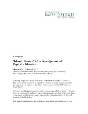 Islamic Finance” After State-Sponsored Capitalist Islamism