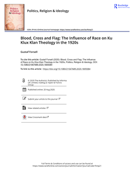 The Influence of Race on Ku Klux Klan Theology in the 1920S