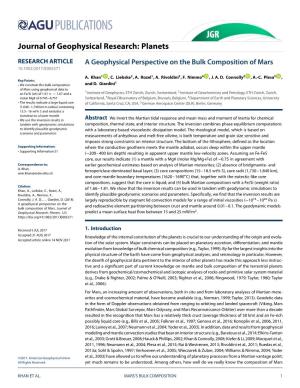 Journal of Geophysical Research: Planets