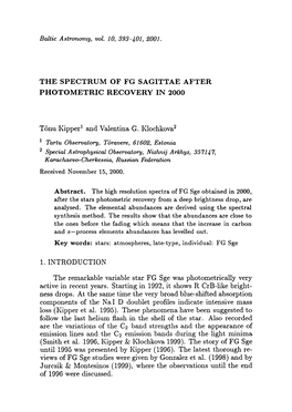 The Spectrum of Fg Sagittae After Photometric Recovery in 2000