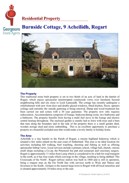 Residential Property Burnside Cottage, 9 Acheilidh, Rogart
