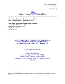 The Efficiency of Legislation Enacted to Face Harmful Acts Against Women in Latin America and the Caribbean