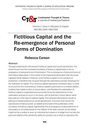 Fictitious Capital and the Re-Emergence of Personal Forms of Domination