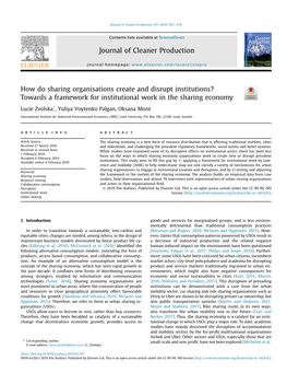 Towards a Framework for Institutional Work in the Sharing Economy