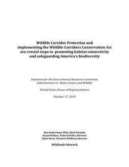 Wildlife Corridor Protection and Implementing The