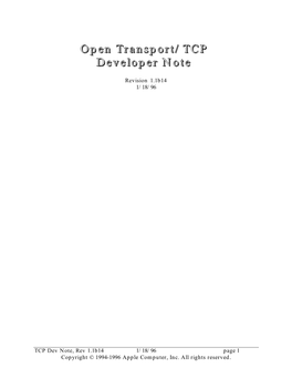 Open Transport/TCP Developer Note