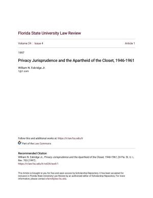 Privacy Jurisprudence and the Apartheid of the Closet, 1946-1961