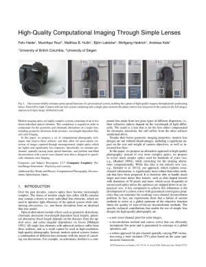 High-Quality Computational Imaging Through Simple Lenses