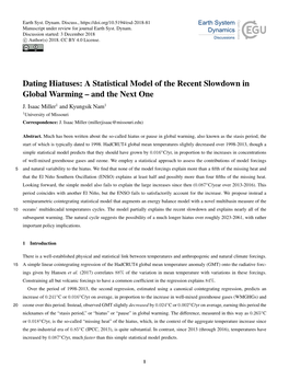 A Statistical Model of the Recent Slowdown in Global Warming – and the Next One J