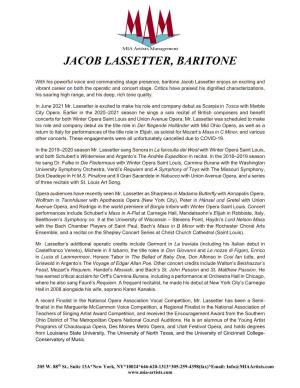 Jacob Lassetter, Baritone