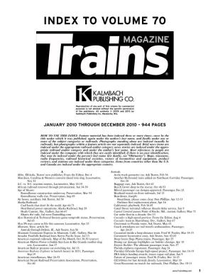 Trains 2010 Index