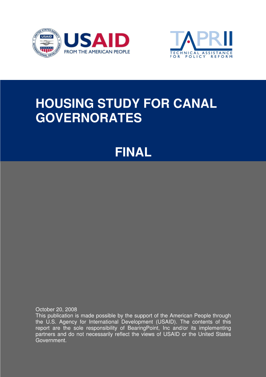 Housing Study for Canal Governorates Final