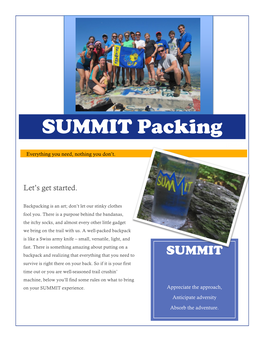 SUMMIT Packing [Date] Everything You Need, Nothing You Don’T
