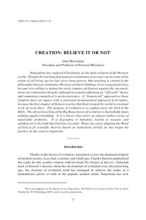 Creation: Believe It Or Not*